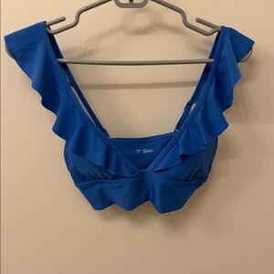 Aerie Blue Ruffle Bikini Top